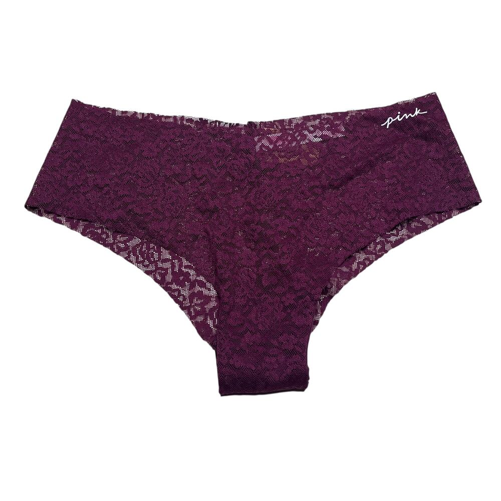 Victoria's Secret PINK Lace Jacquard Floral Cheekster Panty Maroon Size Medium
